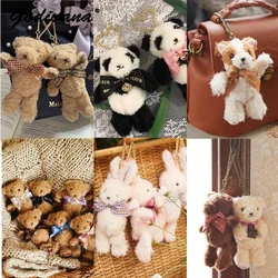 Japanese Cute Pear Flower Furry Ribbon Bow Bear Doll Handbag Pendant Exquisite Gift Student Women Bag Charms Keychain