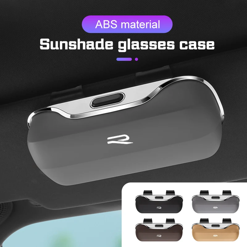 

New R Logo Car Sun Visor Glasses Case Storage Accessories Sunglasses Box For VW Golf 8 MK8 Jetta Beetle Tiguan Magotan CC Touare