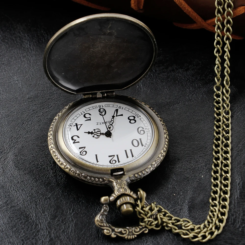 Bronze Heavy Industry Truck Transport Vehicle Quartz Pocket Watch Retro Necklace Pendant Universal Gift for Boys and Girls