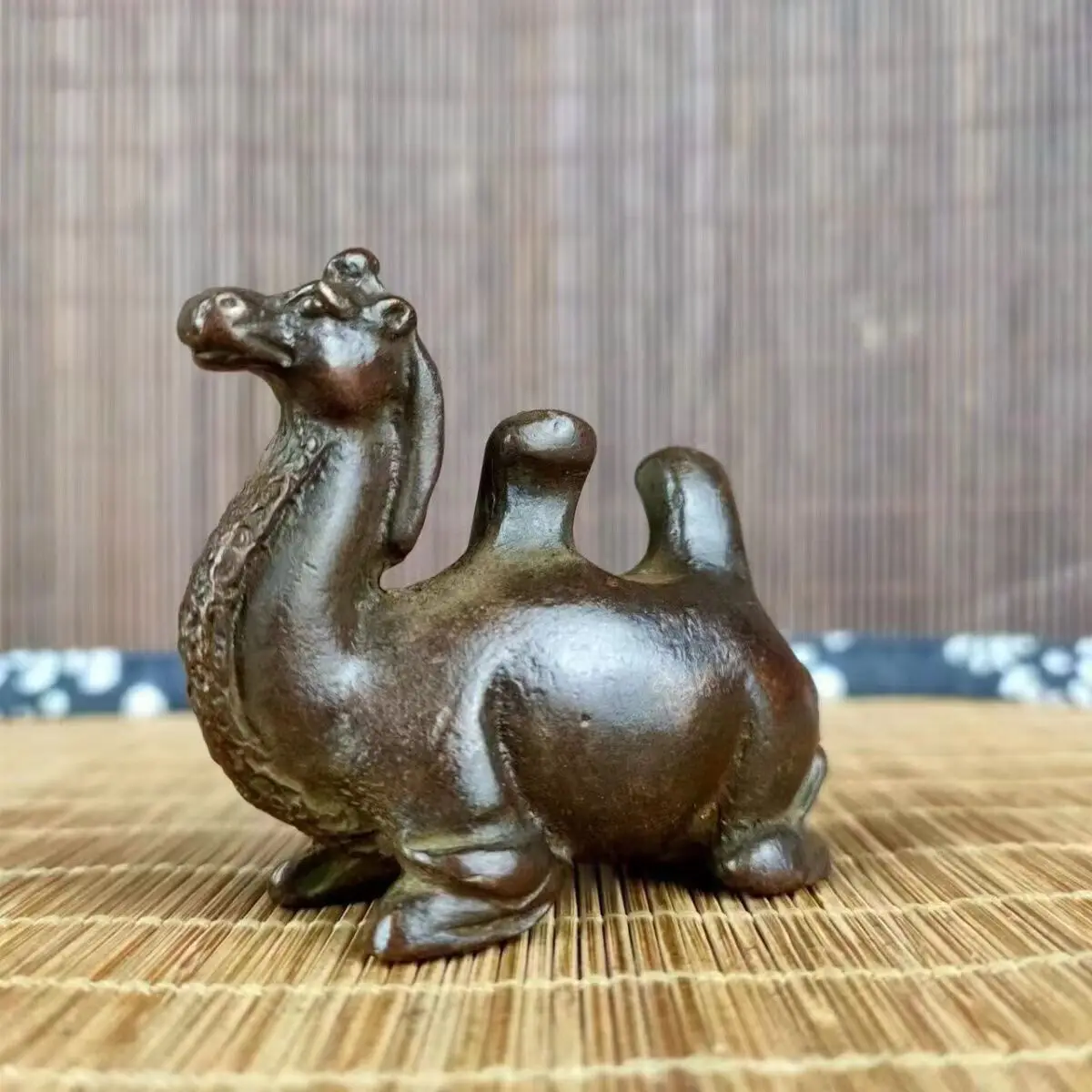 Chinese Old Brass Copper Statue Hand Carved Camel ,Antique handicraft ornaments