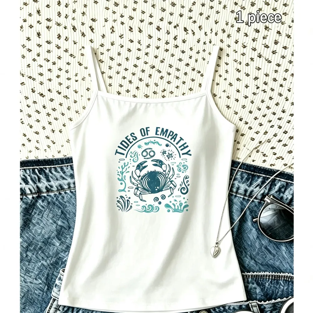 Whale Camisole Ocean Graphic Tank Top Sleeveless Vest Spaghetti Strap Y2K Aesthetic Trendy Fashion Top Sea Lover Gift