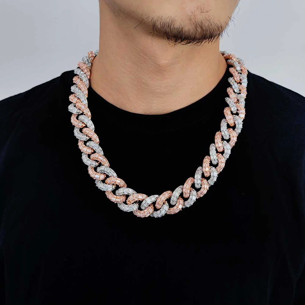 

HHIOK Unique Multi Color Iced Out Cuban Chain 21mm Wide Inlaid Zircon Hip Hop Style Luxury Jewelry Men's Gift