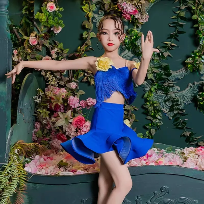

Girls Professional Latin Dance Costume Kids Velvet Samba Tango Cha Cha Ballroom Dress Competition Practice Wear Dance Costume
