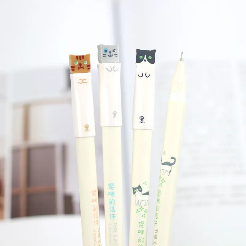 50PCS Lovely Kitty's Letter 0.38mm Full Syringe Gel Pens Student Supplies Kawaii School Supplies Stationery
