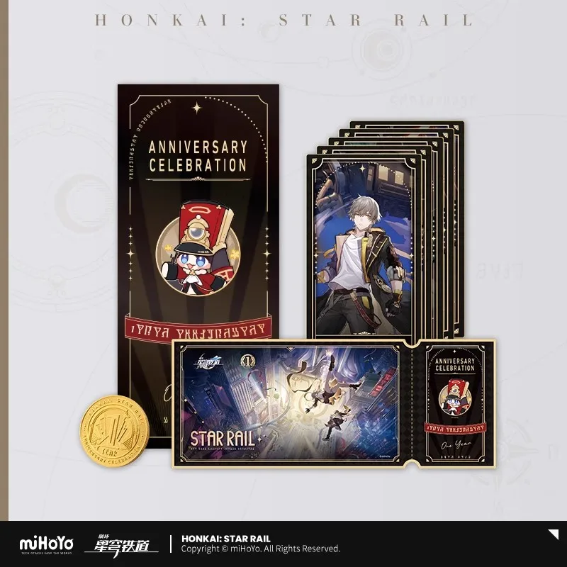 miHoYo Honkai: Star Rail Official Anime & Game Peripherals 1st Anniversary Laser Collector's Card Zinc Alloy Medallion Set Gift