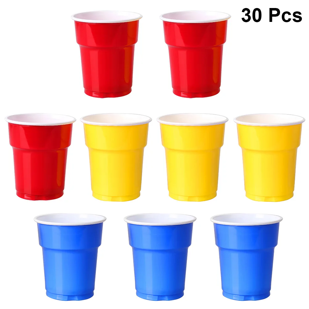 

30Pcs 200ml Colorful Thickened Plastic Party Cups for Adults Kids Disposable Hot Cold Cups Picnic Drinking Mugs (Yellow and Red