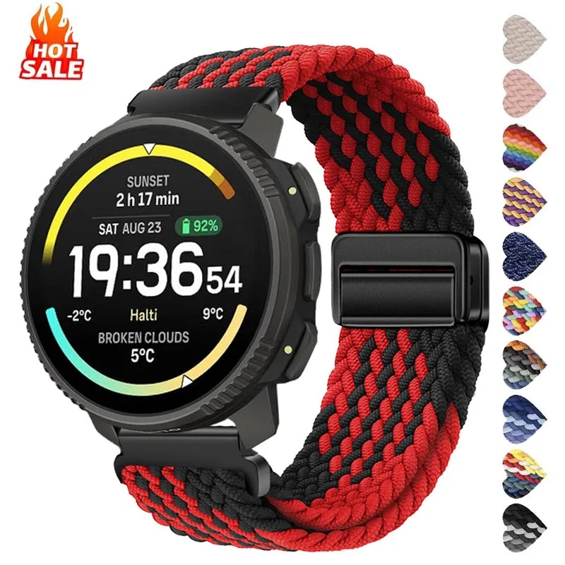 20 mm 22 mm magnetische geflochtene Schlaufe für Suunto Race 2/Race Run S Sport Nylonband für Suunto 5 9 Peak Pro 3 3 Fitness/Vertical 2 1