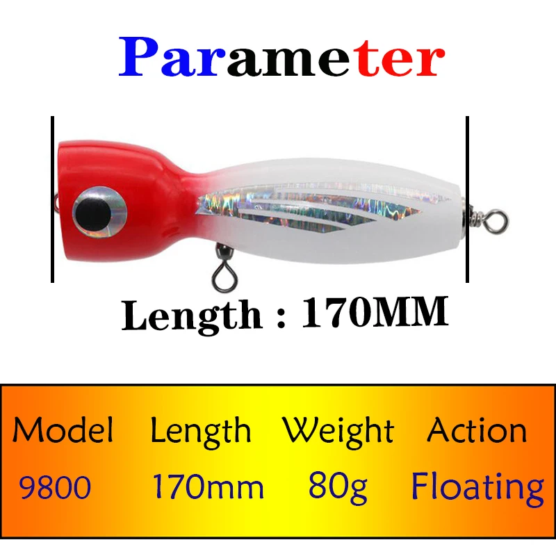 170mm 80g Testar Fishing lure Wobbles Floating Cup-mouth Popper Handmade Wooden Plug Big Game Trolling Topwater GT Tuna Pesca