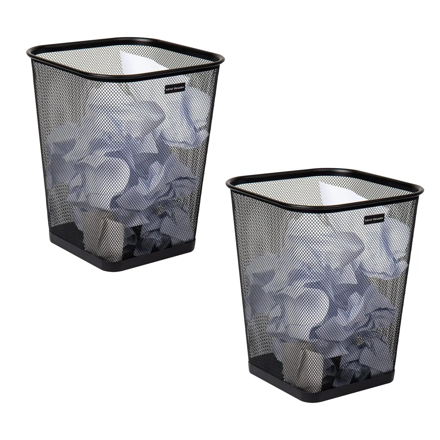 Mind Reader Mesh Trash Can, Waste Paper Basket, Square, Office, Metal Mesh, 9.75
