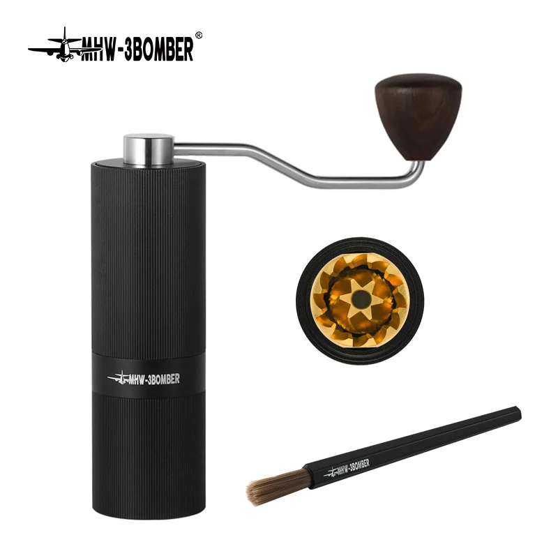 MHW-3BOMBER Manual Coffee Grinder Adjustable Settings 6 Angle Core Grinding Espresso Maker Titanium Coating Burr Barista Tool