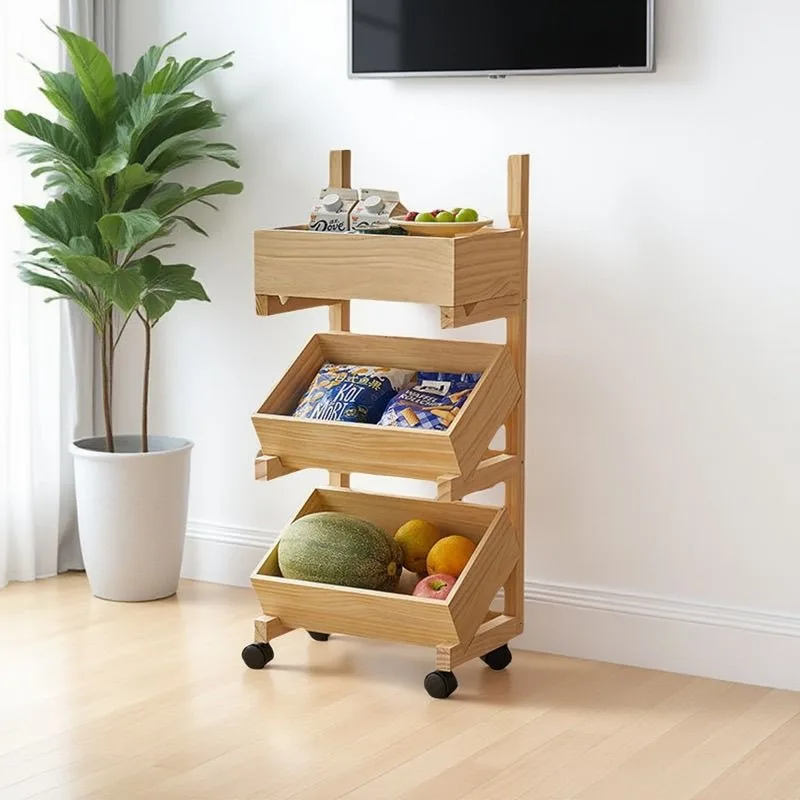 Kitchen storage, mobile multi-level storage shelves, kitchen floor-to-ceiling vegetables, household living room sundries