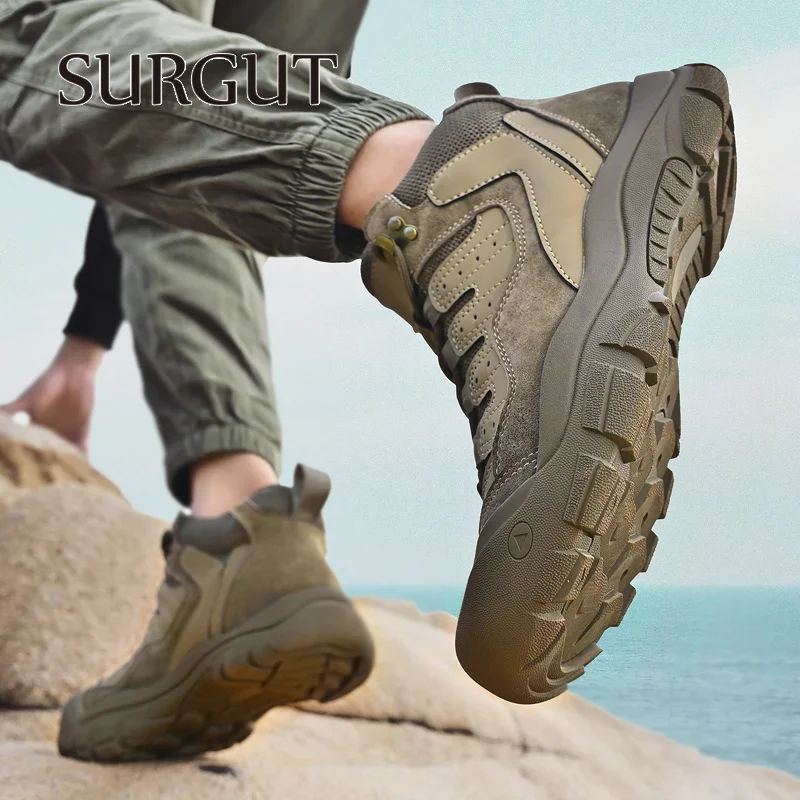

SURGUT Men Casual Shoes Outdoor Hiking Comfortable Lightweight Mesh Boots For Men Autumn Winter Thick Sole Sneakers Size 38-46