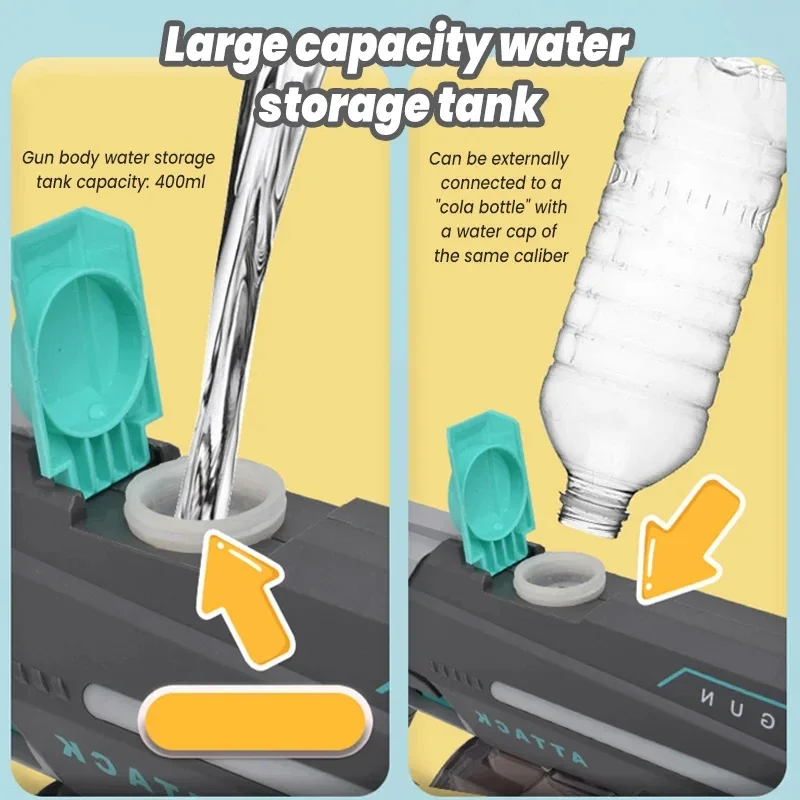 Pistola de agua eléctrica de gran capacidad con juguetes de tiro LED, pistola de chorro de pulverización de alta presión, juguete de verano para