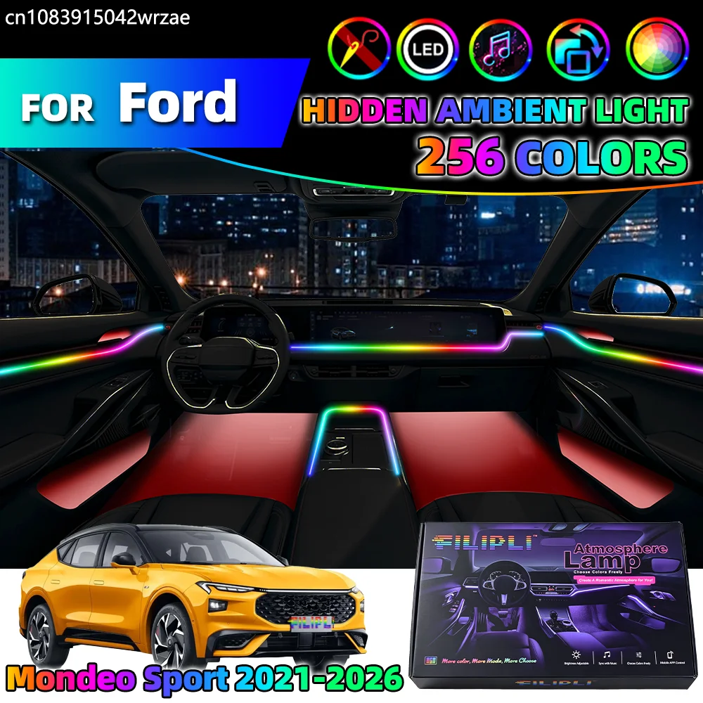 

18 in 1 For Ford Mondeo Sport 2021-2026 Years Car Interior Ambient Lights Strips Breathing Lighting Kit App Control Auto LED