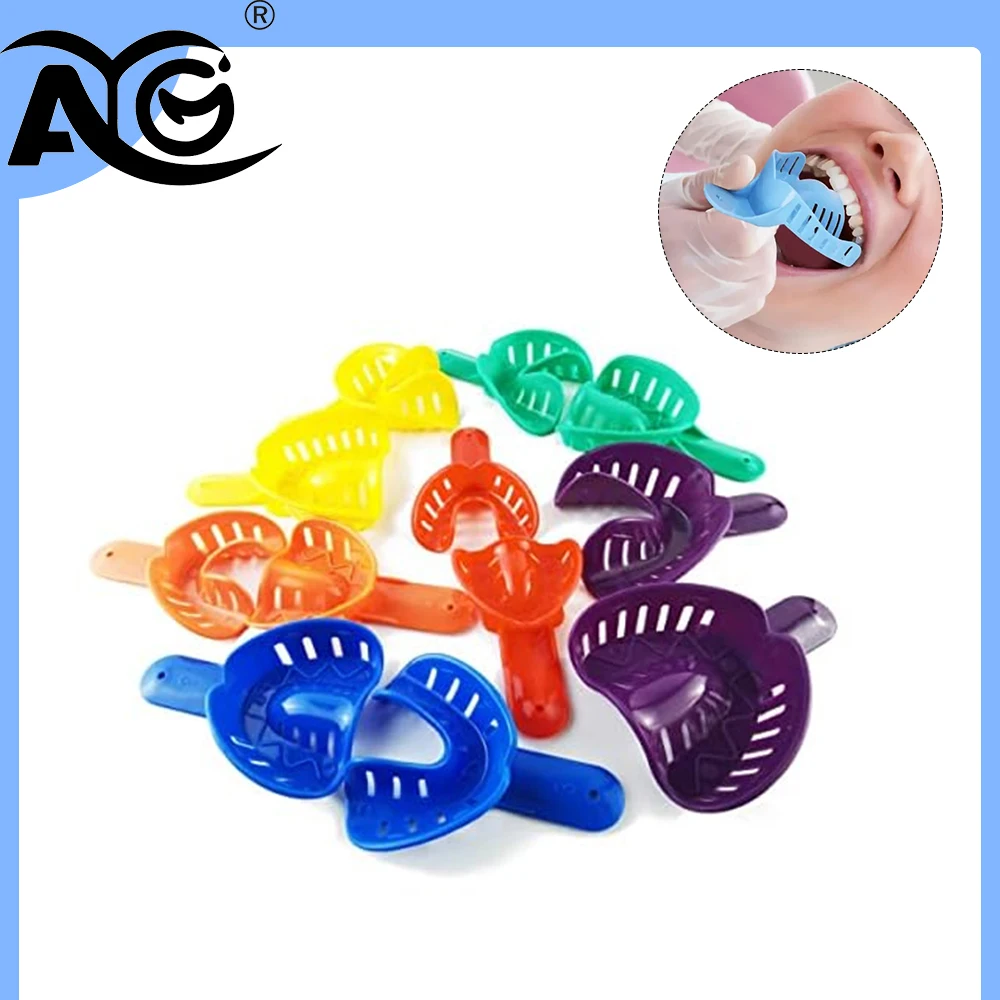 AG 12Pcs/Pack Dental Impression Trays Dentist Impression Durable Plastic Teeth Holder Lab Dentistry Accessory Tools