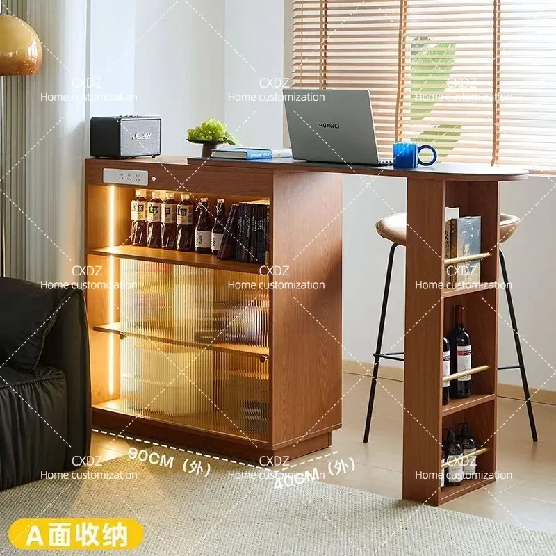 French restaurant Retractable bar, locker, water bar, household rock slab against the wall, island table, rotating bar table