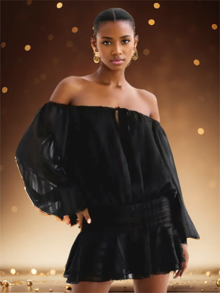 

Новое поступление 2026, летняя женская мода, повседневный двухслойный комбинезон с открытыми плечами и длинными рукавами, брендовые шорты во французском стиле