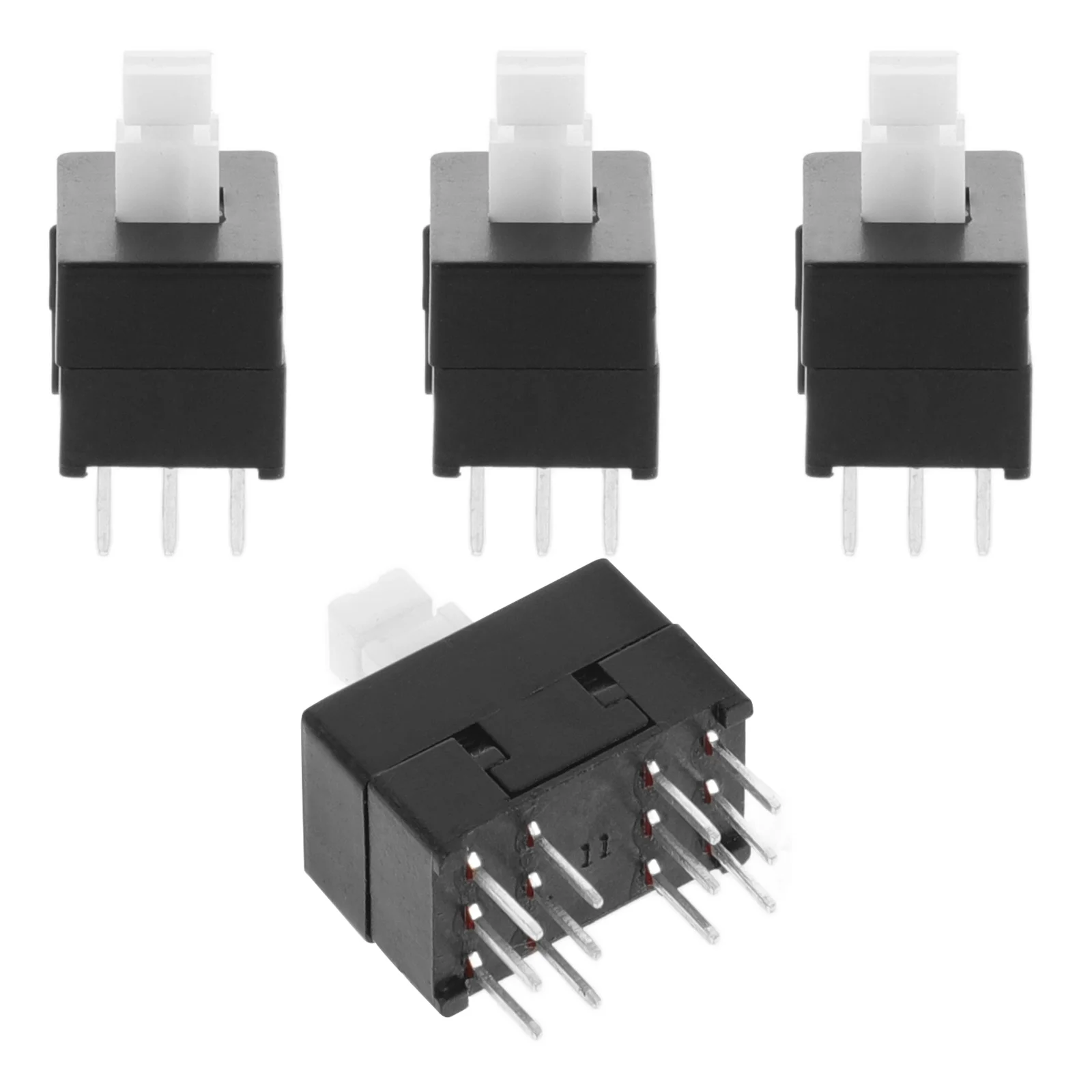 

4pcs Self Locking Mini Push Button Switch 12-Pin Compact Design For Clear Sound Effect Durable Repair Replacement Part