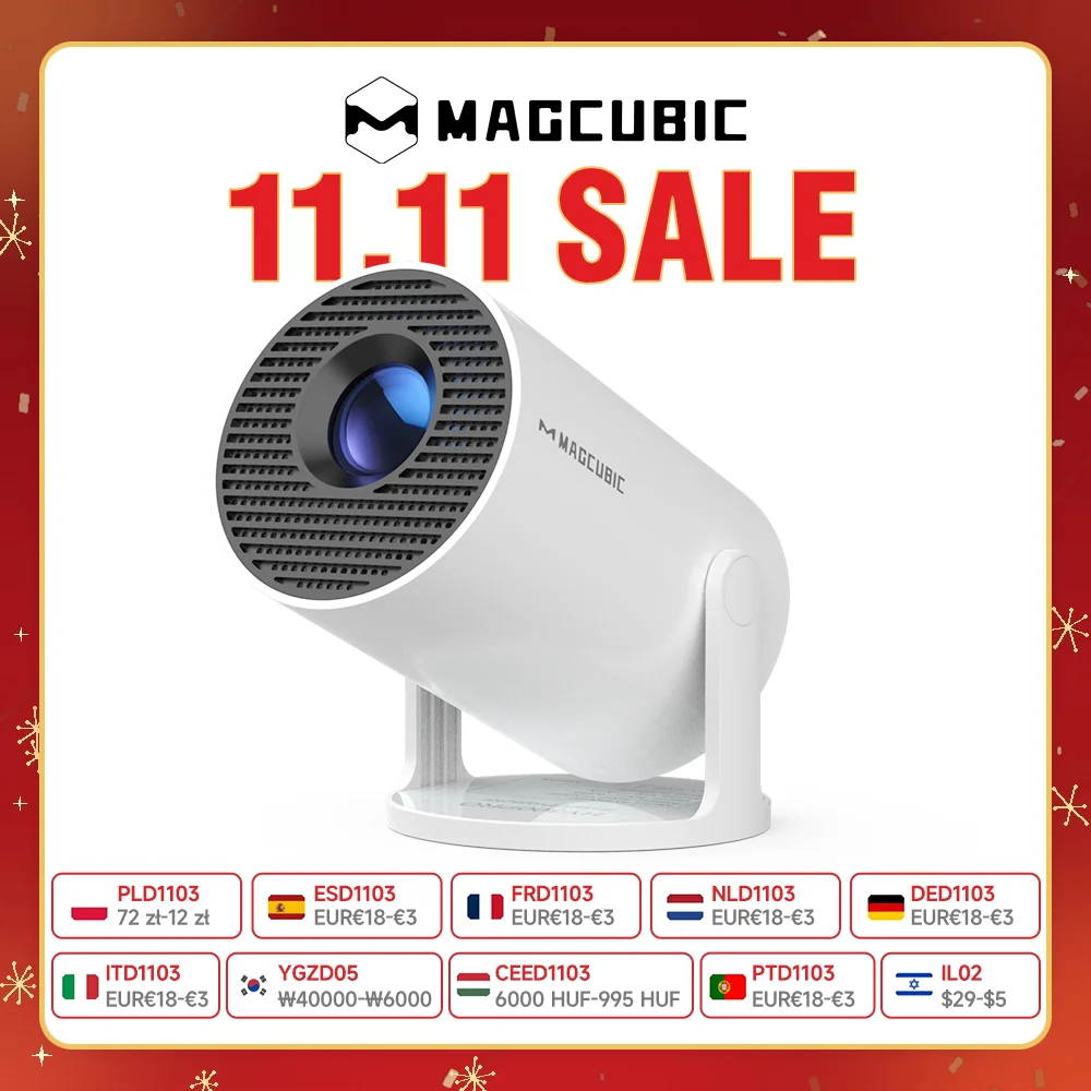 Projektor Magcubic HY300 Pro 8K Android 14 Przenośny Zewnętrzny Wifi6 290ANSI Allwinner H726 BT5.4 Rozdzielczość 1080P 720P