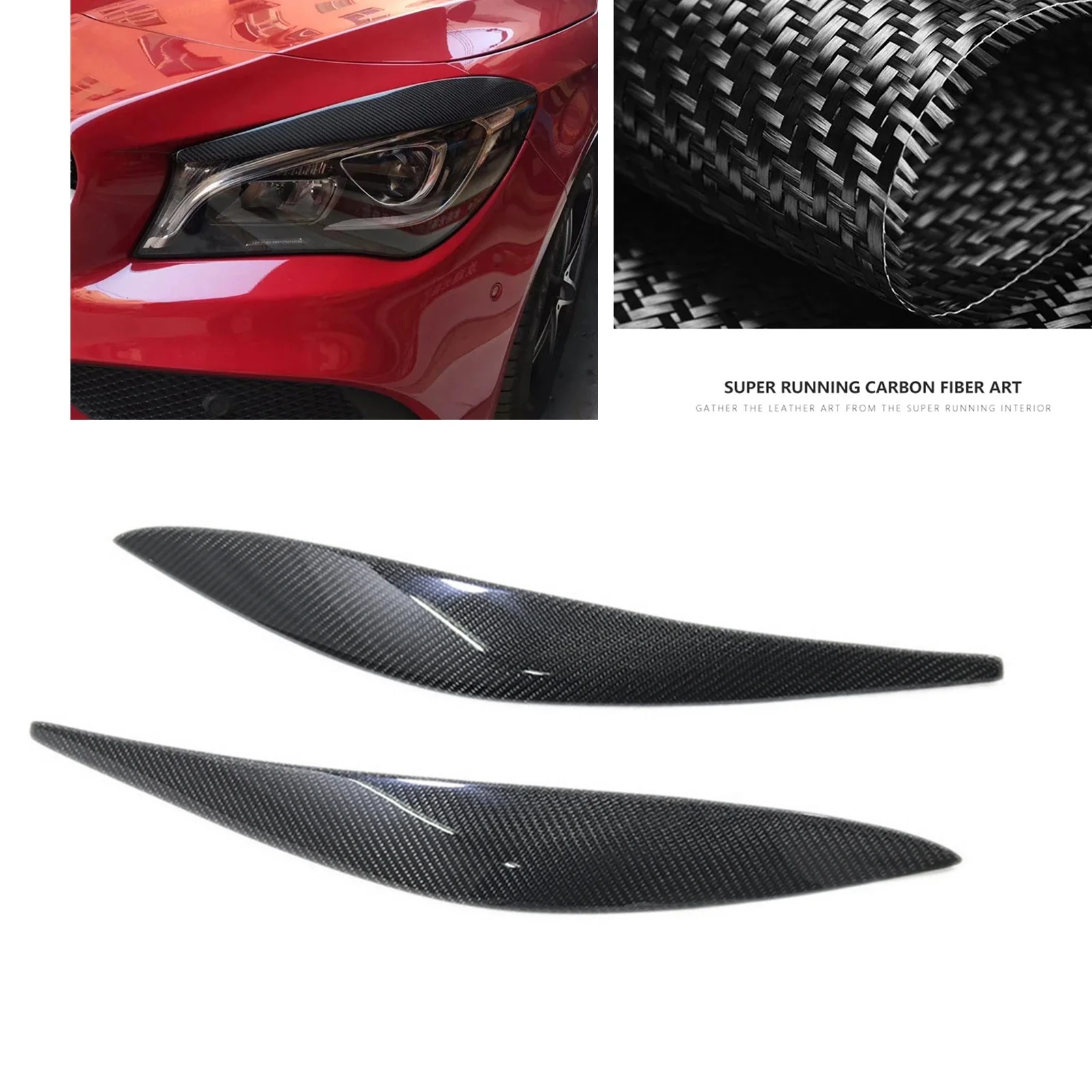 

New！For Mercedes-Benz W117 CLA CLA180 CLA200 CLA220 CLA260 2013-2019 Carbon Fiber Headlight Eyebrow Headlamp Eyelid Head Light T