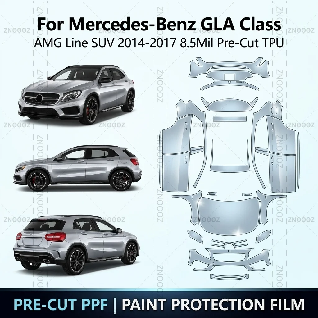 For Mercedes-Benz GLA Class AMG Line SUV 2014-2017 8.5Mil Pre-Cut TPU PPF Paint High Gloss Full Vehicle Glossy Clear Matte Black