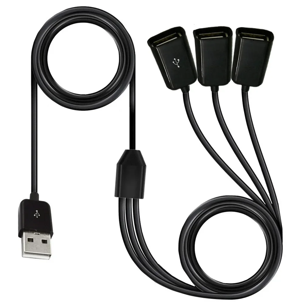 Câble d\'extension USB 3 en 1, 1m 0.3m, charge rapide 3A, câble séparateur Y, 1 à 3 rettes