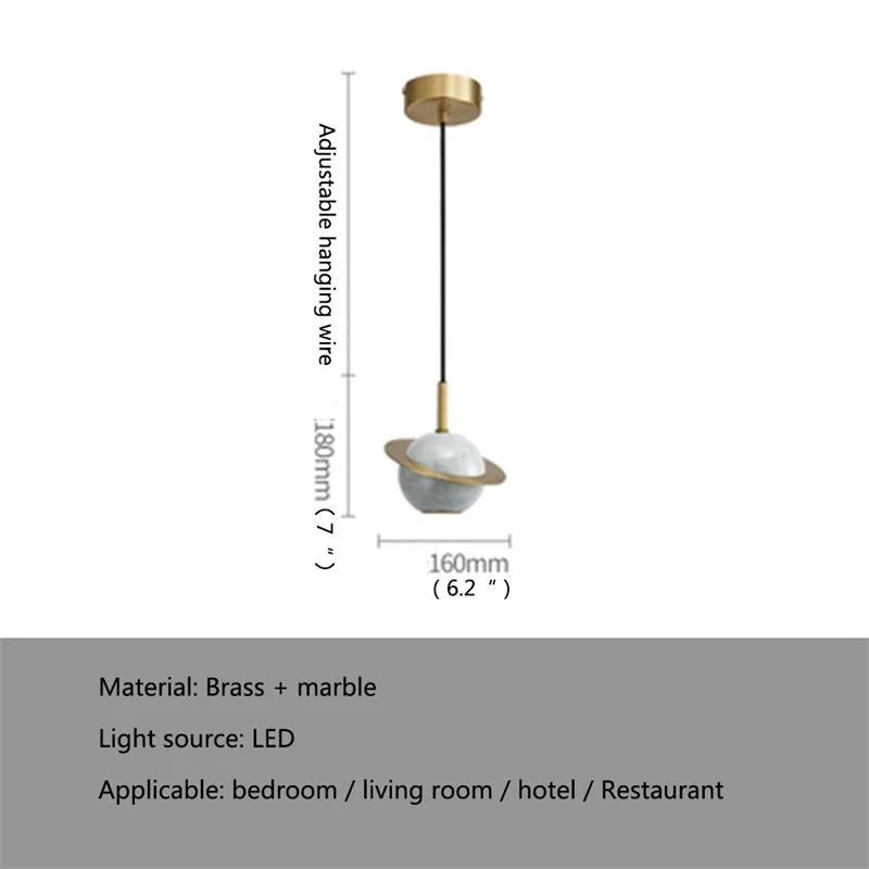 RONIN الشمال قلادة مصباح الحديثة الإبداعية الفاخرة تركيبات النحاس LED الرخام ديكور للمنزل الثريا