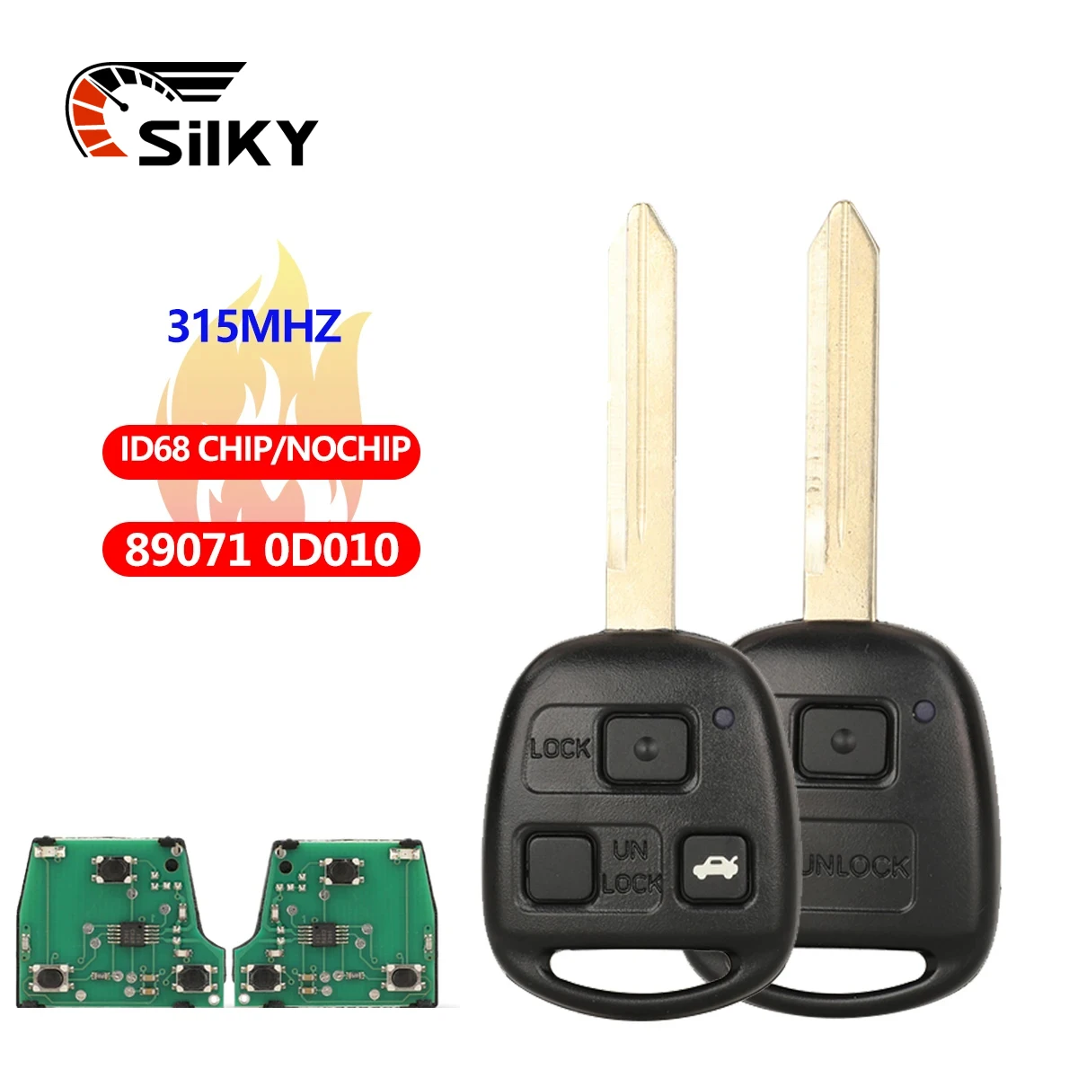 

SilKY Smart remote Car Key with 4D68 Chip for Toyota Camry Land Cruser 120 Prado 2/3 Buttons 433MHZ FCCID： 89071-0D010