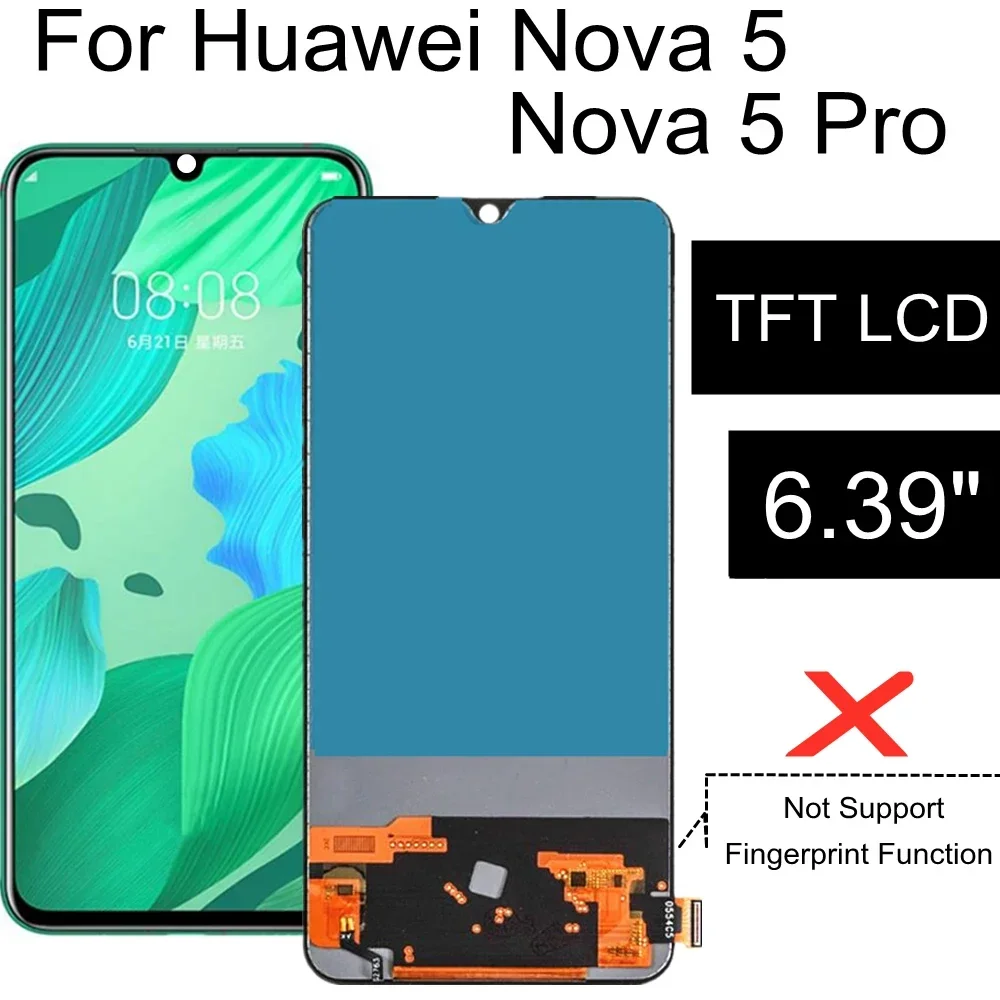 tft-液晶-huawei-社-nova-5-プロ-sea-al10-sea-al00-lcd-ディスプレイタッチスクリーンデジタイザアセンブリの交換