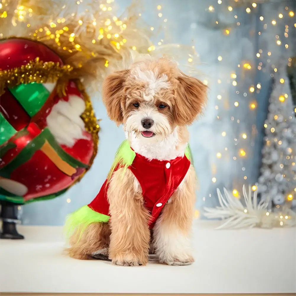 Costumi natalizi per animali domestici Albero di Natale Abito per cani Velluto per cani di piccola taglia Ragazza Abiti per cuccioli Vestiti per cani di piccola taglia media