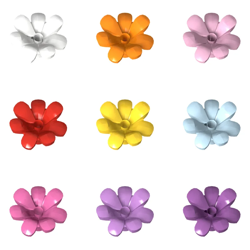 500Pcs Building Block Third-party Parts Compatible With 32606 Plant Flower with Bar and Small Pin Hole