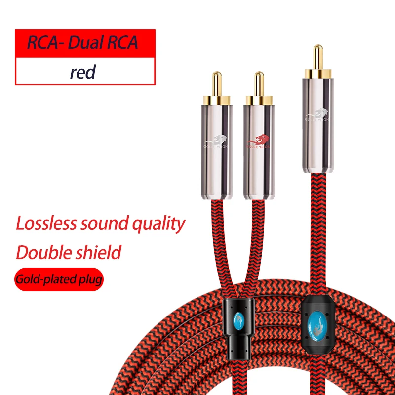 

Hifi Audio Cable RCA to Dual RCA Male for Amp Soundbox Subwoofer DVD TV Home Stereo System Y-Splitter Shielded Cords 0.75-30m