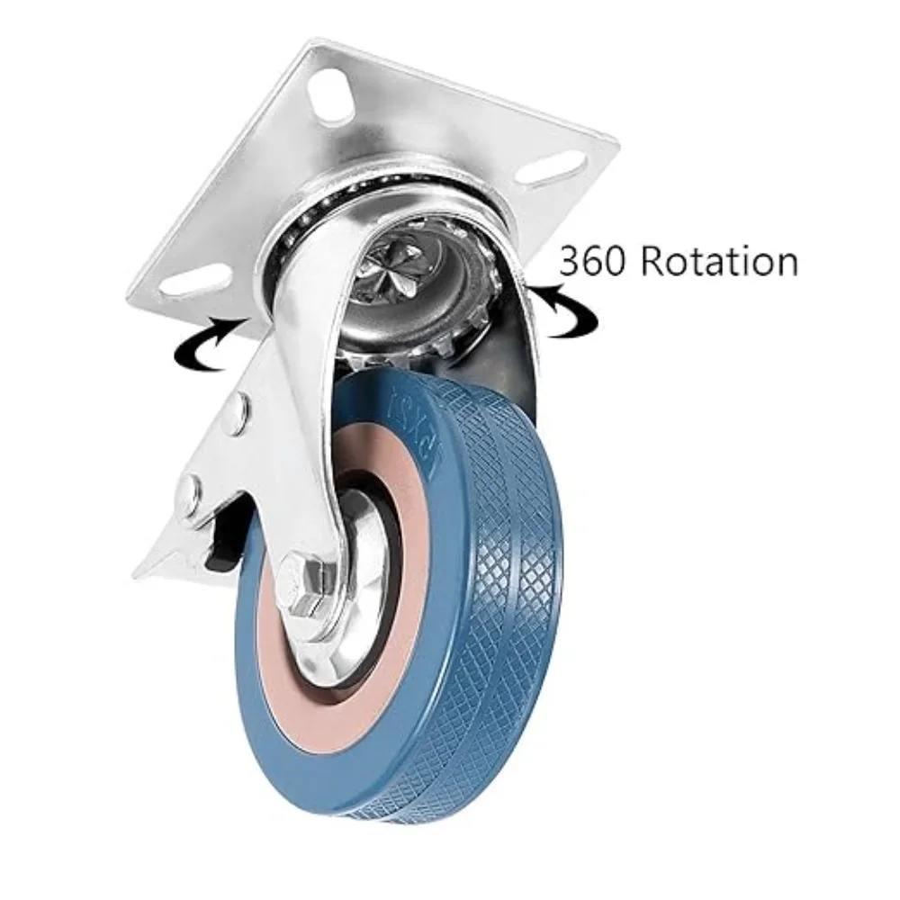 Custom 3 Inch Universal Wheel Brake Gray Rubber Wheel 4 Inch Industrial Caster Cart Pulley Roller Roller Rack Silent Wheel
