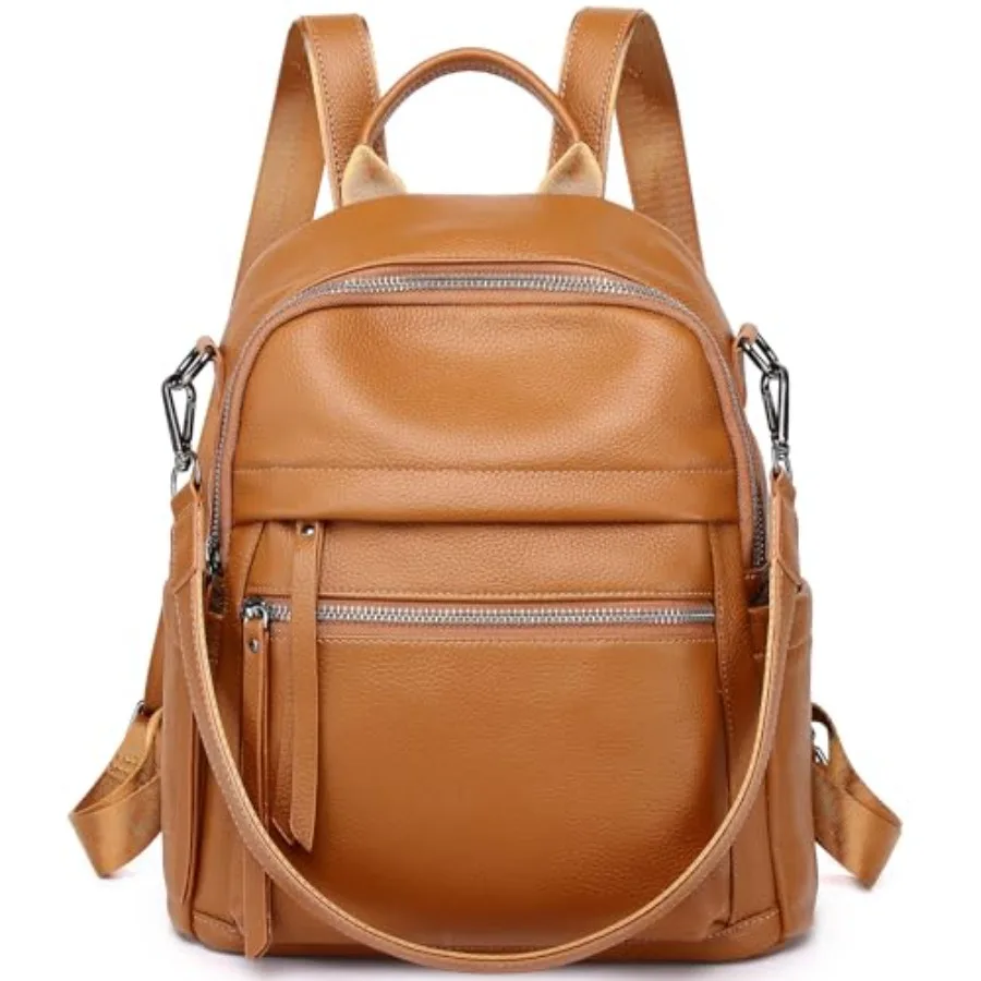 

Genuine Leather Backpack Purse For Women Real Soft Leather Convertible Ladies Daypack Shoulder Bag