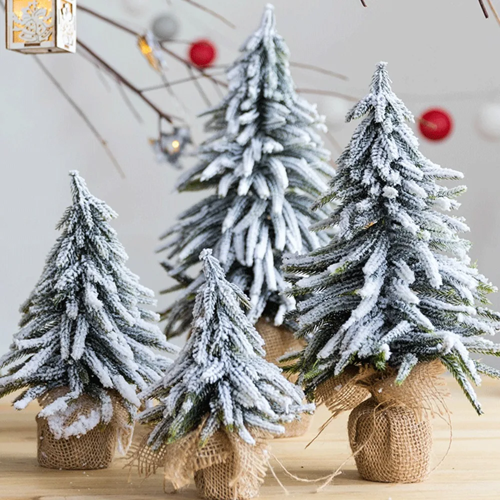 

Artificial Christmas Tree with Snow for Home Party Decoration Small Christmas Tree Standing Pinewood Tree Holiday Navidad