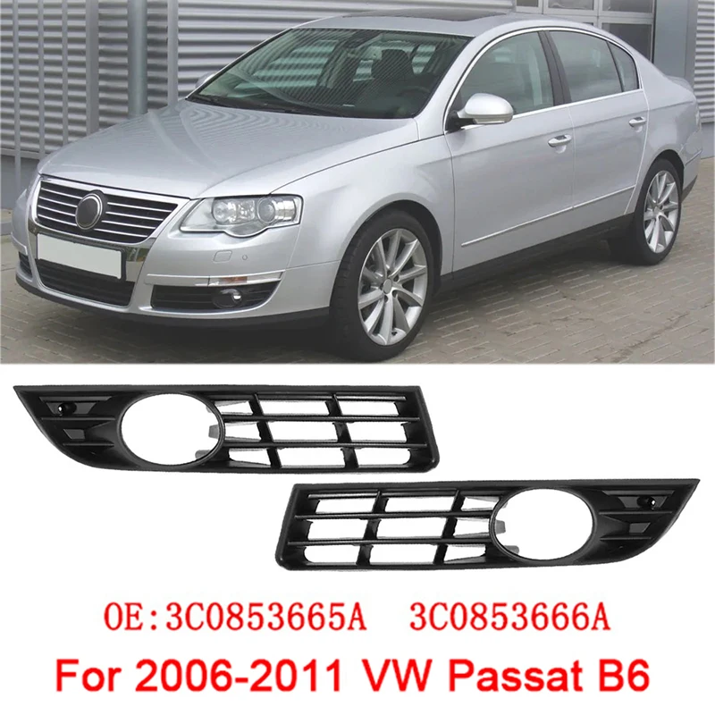 

ABS черный автомобильный передний бампер, противотуманная фара, нижняя рамка, решетка для Volkswagen VW Passat B6 2006-2011 3C0853666A 3C0853665A