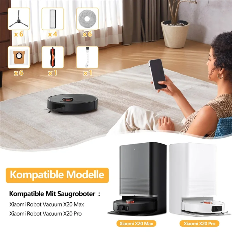 ملحقات Y59A لـ Xiaomi X20 Max / X20 Pro مكنسة كهربائية روبوتية، أكياس غبار ممسحة وسادة فرشاة رئيسية فرش جانبية فلتر HEPA #2