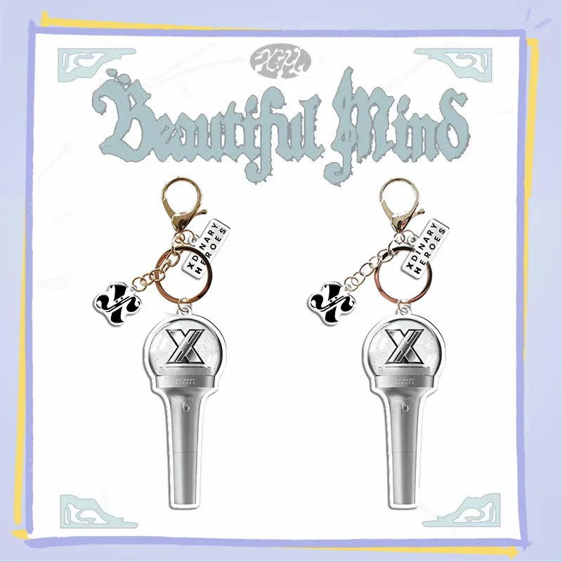 Xdinary heróis acrílico chaveiro mini lightstick pingente chaveiro arma-il jungsu gaon jun han jooyeon fãs presentes