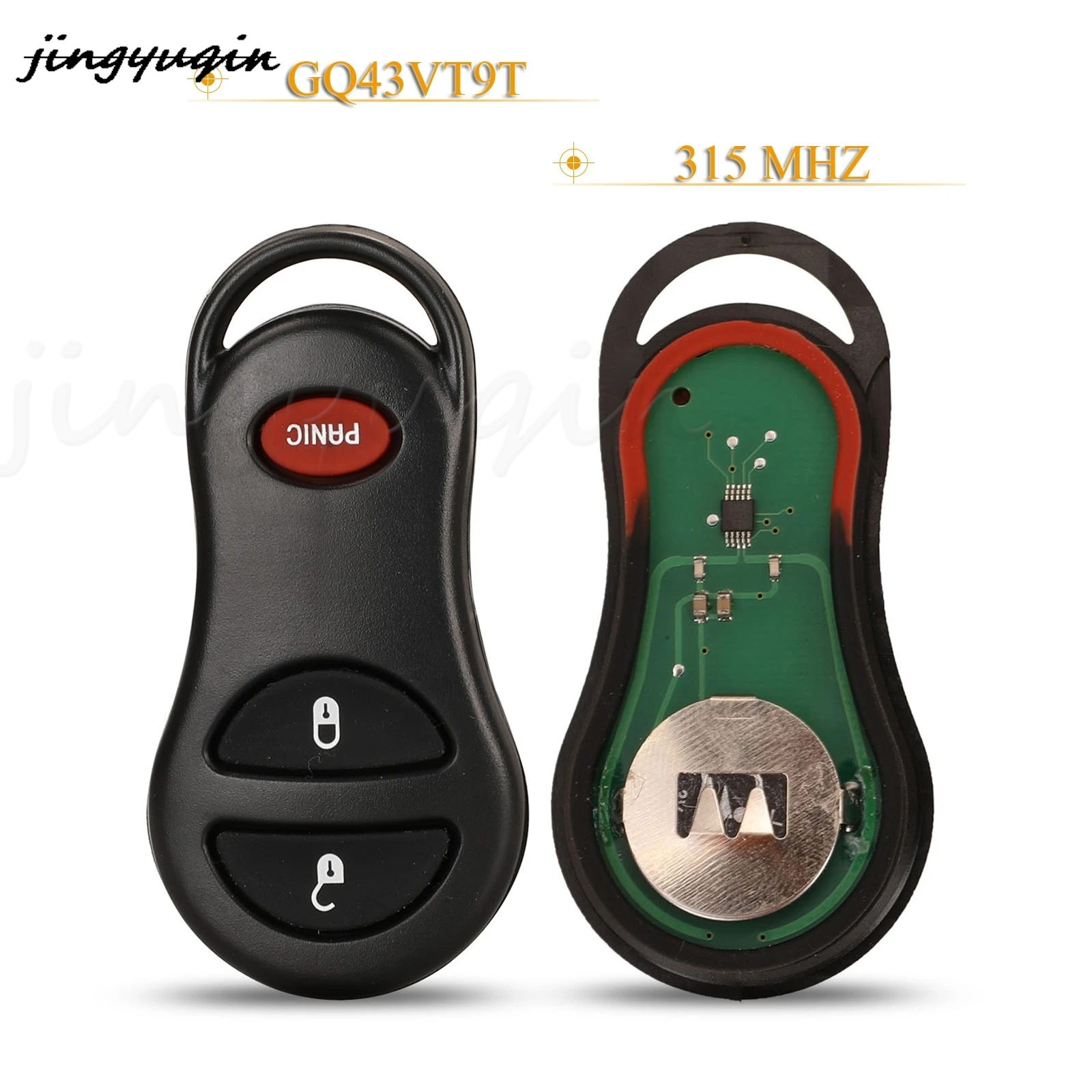 jingyuqin 10pcs 3 Buttons Remote Car Key Fob 315Mhz GQ43VT9T For Dodge Durango Jeep Chrysler Concorde 300M 2001-2004