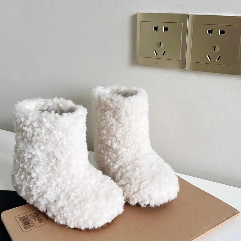 Girl Boot 2026New Fashion Snow Boots Lamb Children Winter Boots with Fleece Warmth Fluffy Shoes Versatile Toddler Kid Short Boot