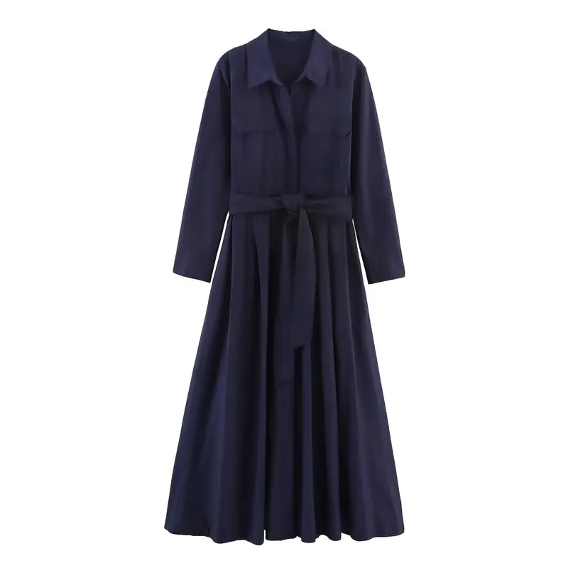 Vestido Csa F Outono 2025 Nova Coleção Versátil E Manga Longa Casual Material Diverso 00% Vestido