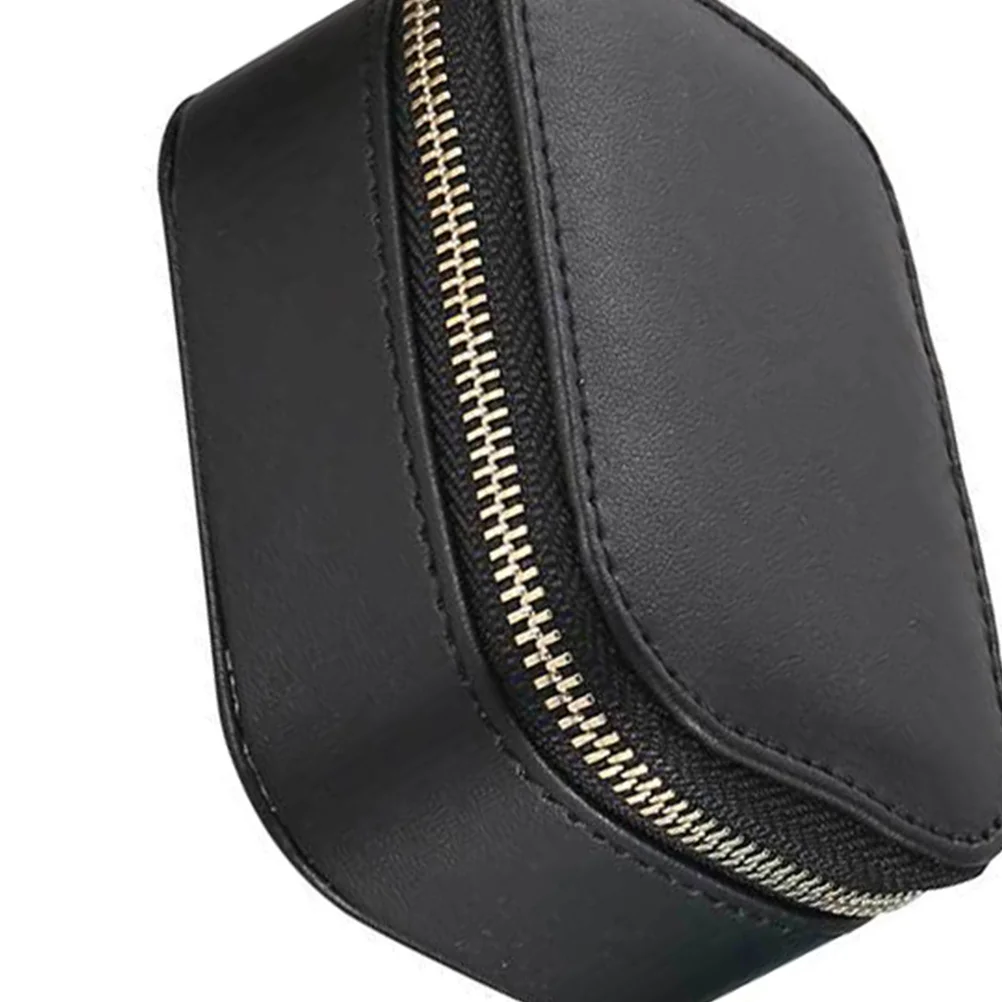 

1 шт. дорожная шкатулка для украшений из искусственной кожи, портативный органайзер для хранения ожерелий, колец, часов, многофункциональный демонстрационный футляр, черный, для ювелирных изделий