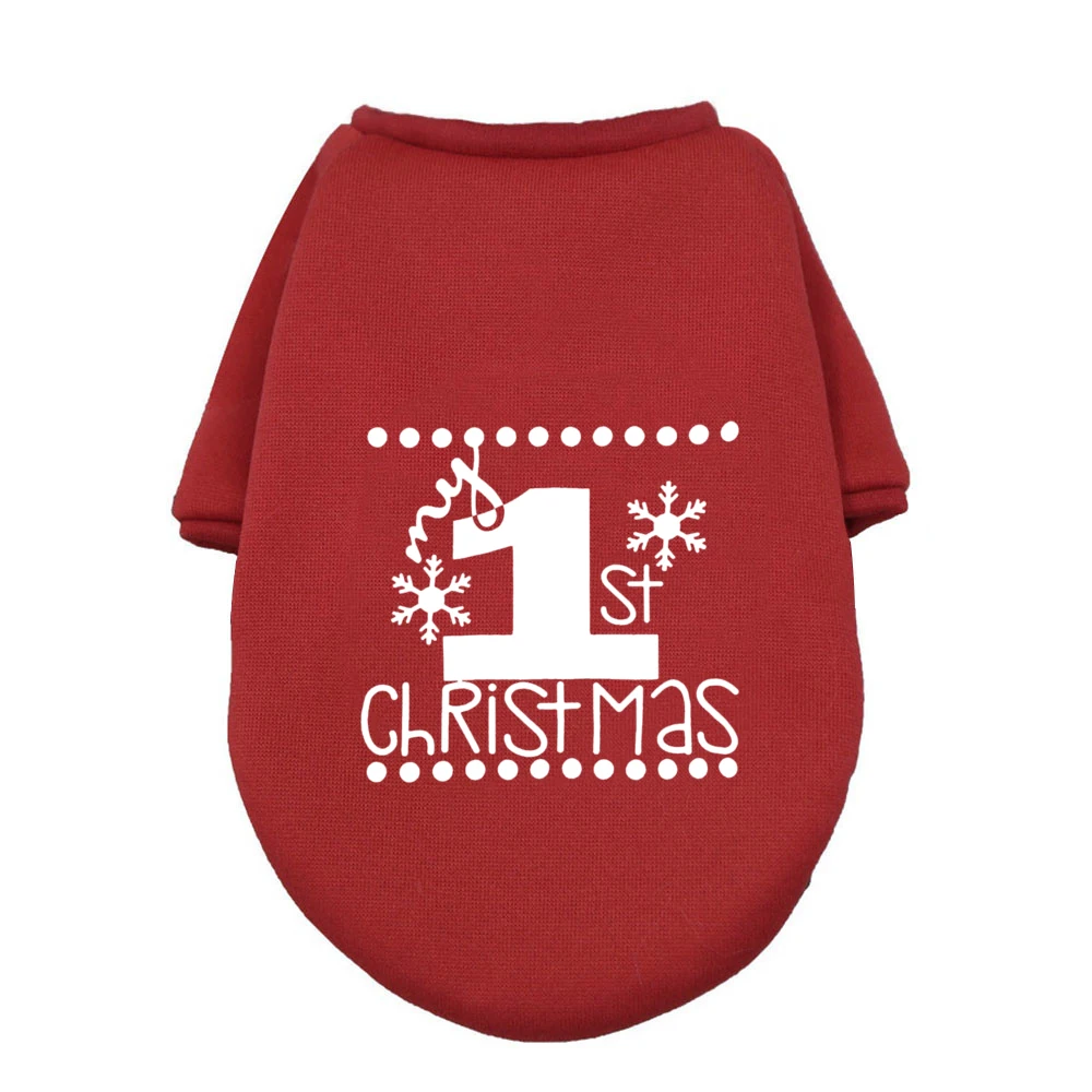 My First Christmas Print Pet Dog Clothes Winter Warm Dogs Hoodies Xmas French Bulldog for Puppy Ropa Perro Medium Dogs Clothing