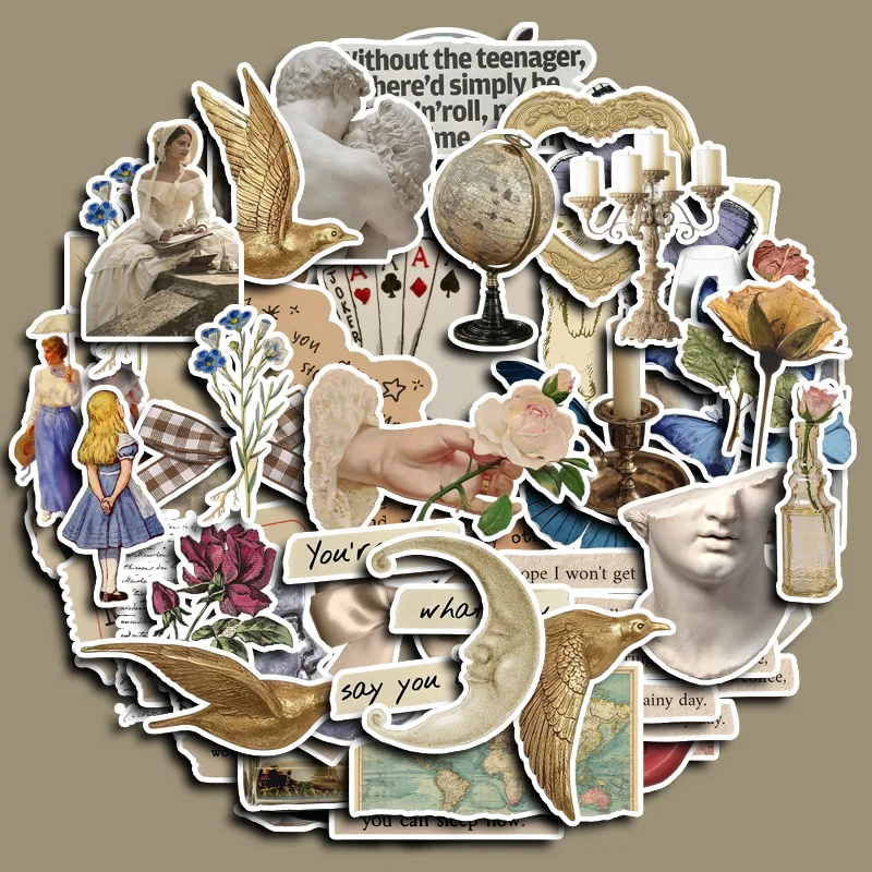 

10/50PCS Retro Art Plaster INS Style Decorate Sticker DIY Phone Laptop Luggage Skateboard Graffiti Decals Fun for Toys Gifts