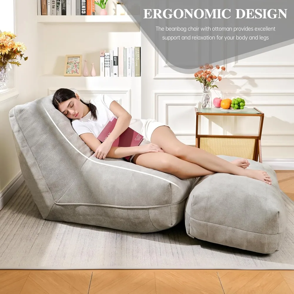 كرسي مريح من إسفنج الذاكرة مع مسند للقدمين، مثالي للاسترخاء عن طريق النار