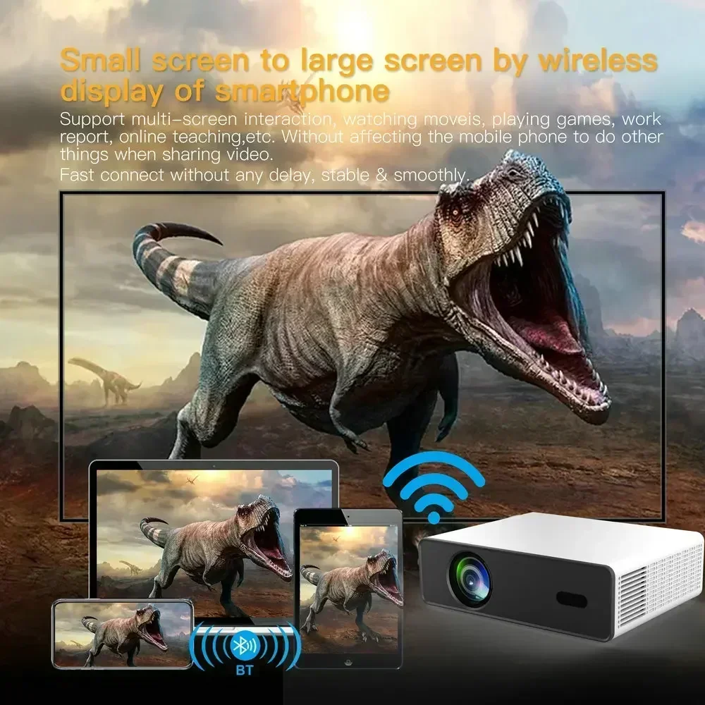 VIVICINE 1080P Full HD Proyektor Video Home Theater Portabel Android 9.0 4K Decoding WiFi Mendukung Proyektor Film Proyektor
