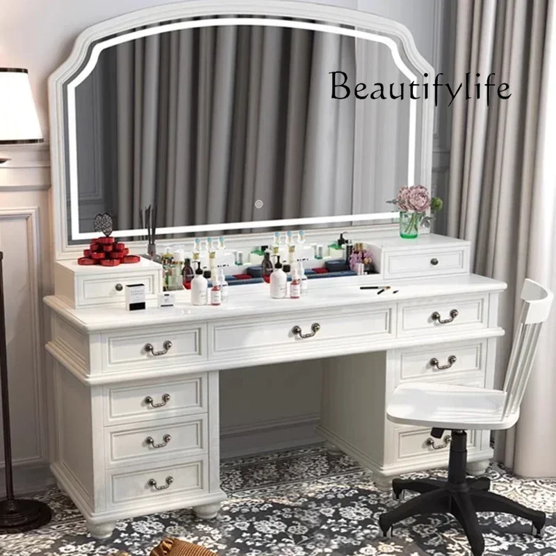

Throne White Mirror Vanity Table Living Rooms Luxury Salon Drawers Dresser Living Room Beauty Compact Vestidores Home Furniture