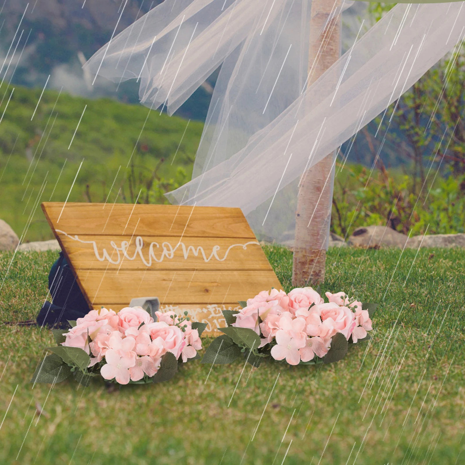 

2 Pcs Artificial Rose Wreath Flower Vase Flowers for Table 's Day Ring Tabletop Small Bride