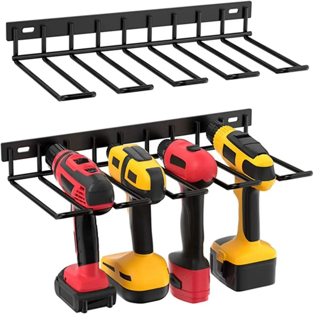 

Iron Hand Power Tool Organizer Rack Wall Mounted Heavy Duty Floating Tool Shelf Black Space Saving Electric Drill Tools Shelf