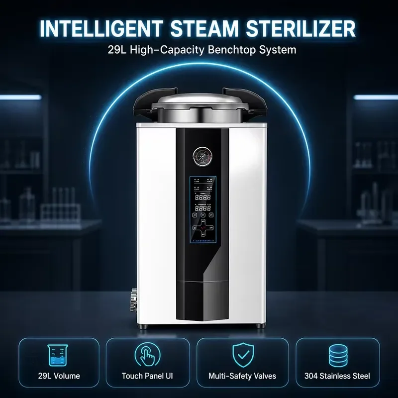 i BAXIT 29L Stainless Steel Laboratory Vertical Pressure Steam Sterilizer Autoclave Machine with Digital LCD Display